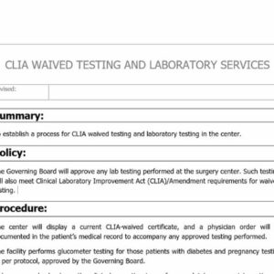 CLIA Waived Testing Policy