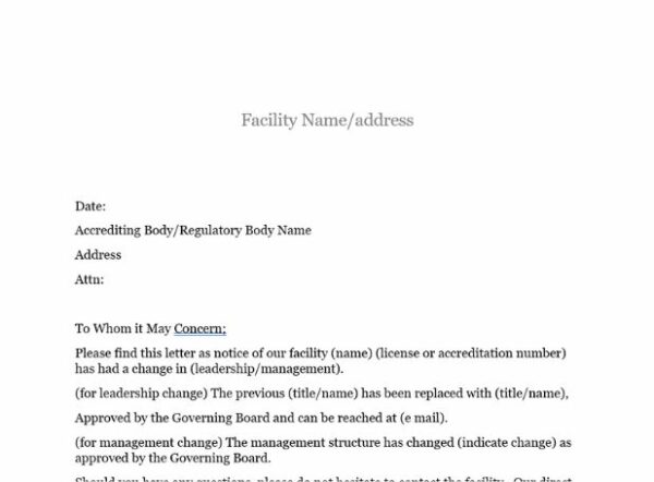 Change In Leadership Notice