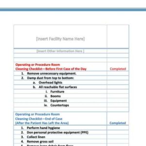 Cleaning Checklist and Surveillance