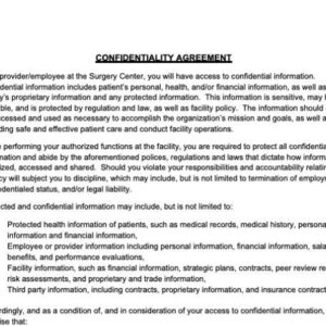 Confidentiality Agreement