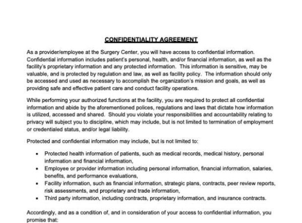 Confidentiality Agreement