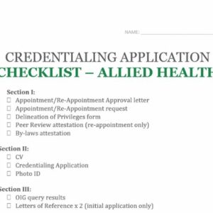 Credentialing Checklist Allied