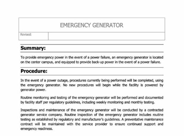 Emergency Generator Policy image