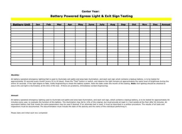 Emergency Lights Log