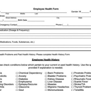 Employee Health Form