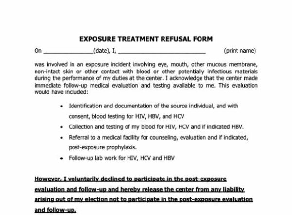 Exposure Treatment Refusal Form