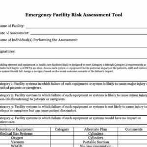 Facility Emergency Risk Assessment Tool