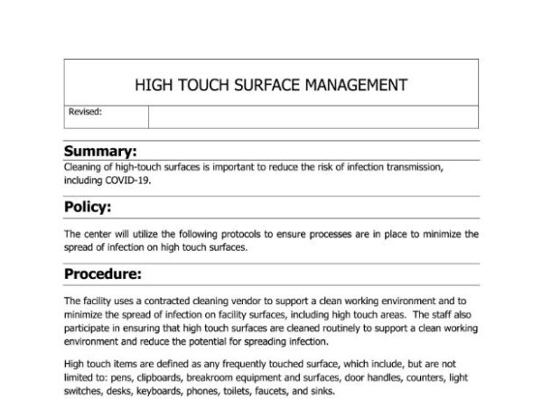 High Touch Surface Management Policy image