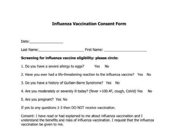 Influenza Vaccine Consent form