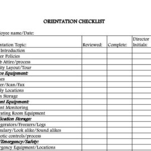 Orientation Checklist