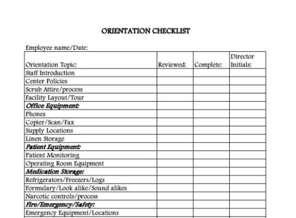 Orientation Checklist