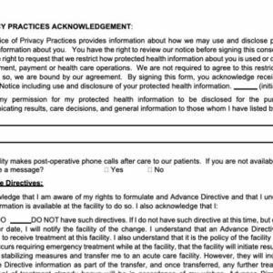 Patient Acknowledgment Form image