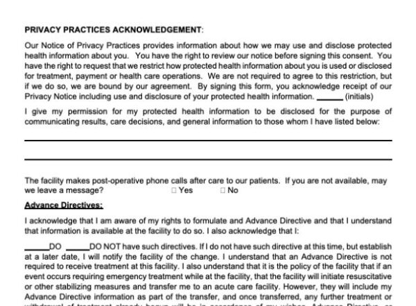 Patient Acknowledgment Form image