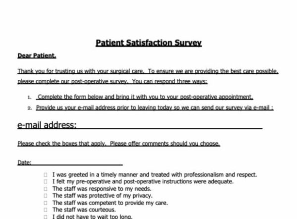 Patient Satisfaction Survey Form Image