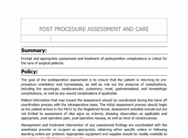 Post Procedure Assessment