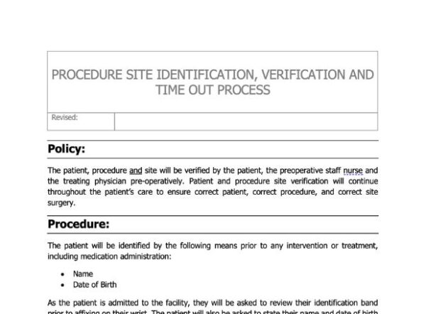 Procedure Site Verification and Time Out Process Policy image