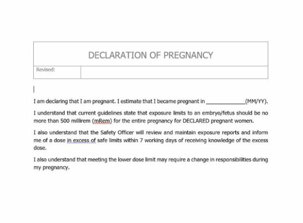 Radiation Safety Pregnancy Declaration