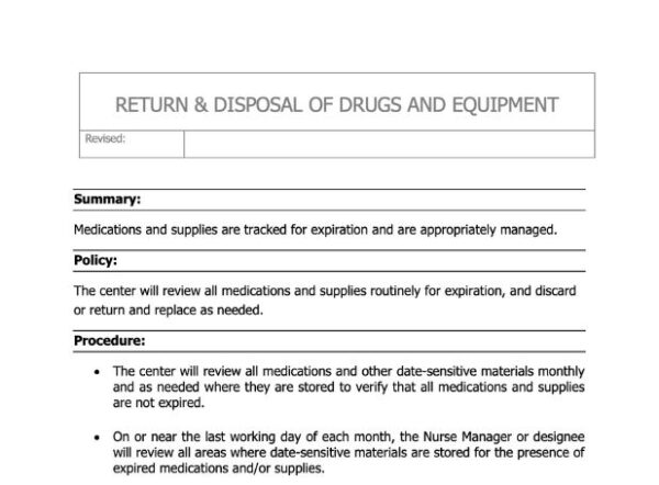 Return and Disposal of Drugs and Equipment Policy image