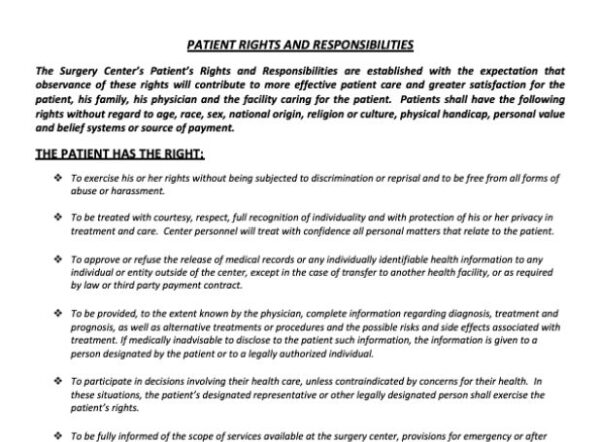 Patient Rights and Responsibilities Notice Form image