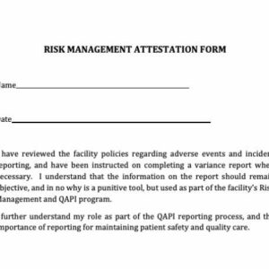 Risk Management Attestation Form