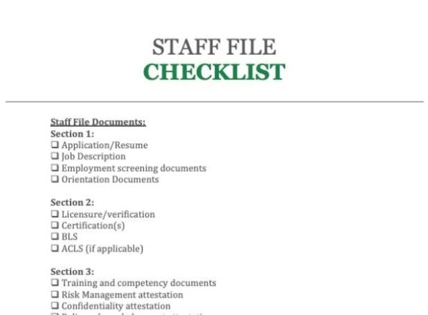 Staff File Checklist