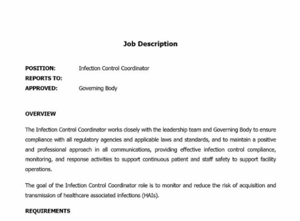 Infection Control Coordinator Job Description