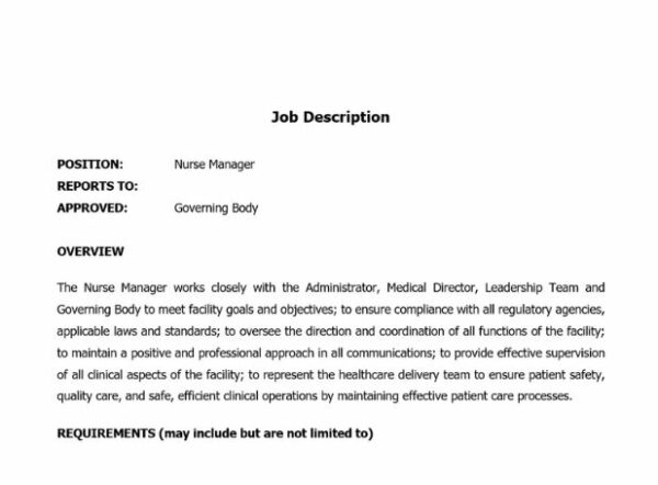 Nurse Manager Job Description