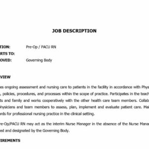 PreOp PACU RN Job Description