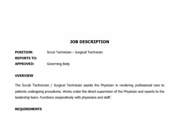 Scrub Tech Job Description