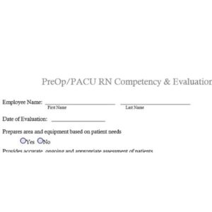 PreOp PACU RN Competency and Evaluation