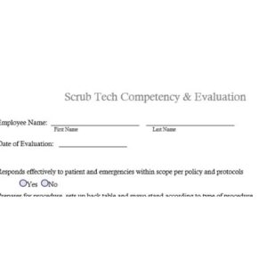 Scrub Tech Competency and Evaluation