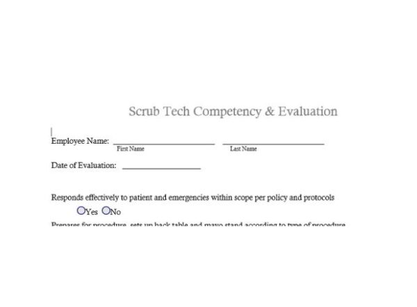 Scrub Tech Competency and Evaluation