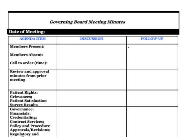 Governing Board Meeting Agenda Image