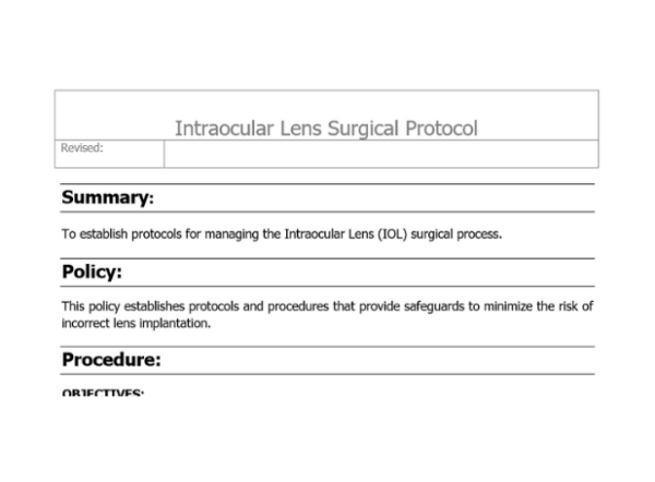 Intraocular Lens Safety Protocol Image