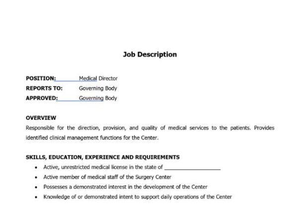 Medical Director Job Description Image