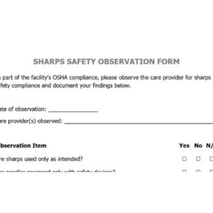 Sharps Safety Observation Form image